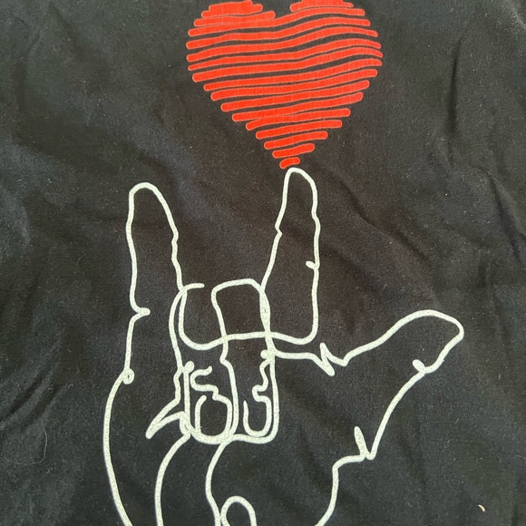 ASL I Love You Hand Heart Sign Language T-Shirt XL - Picture 2 of 7